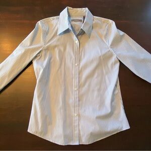 Blue and White Striped Button-Up Shirt